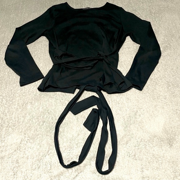 J.Crew black belted cross back top size large - Picture 2 of 11